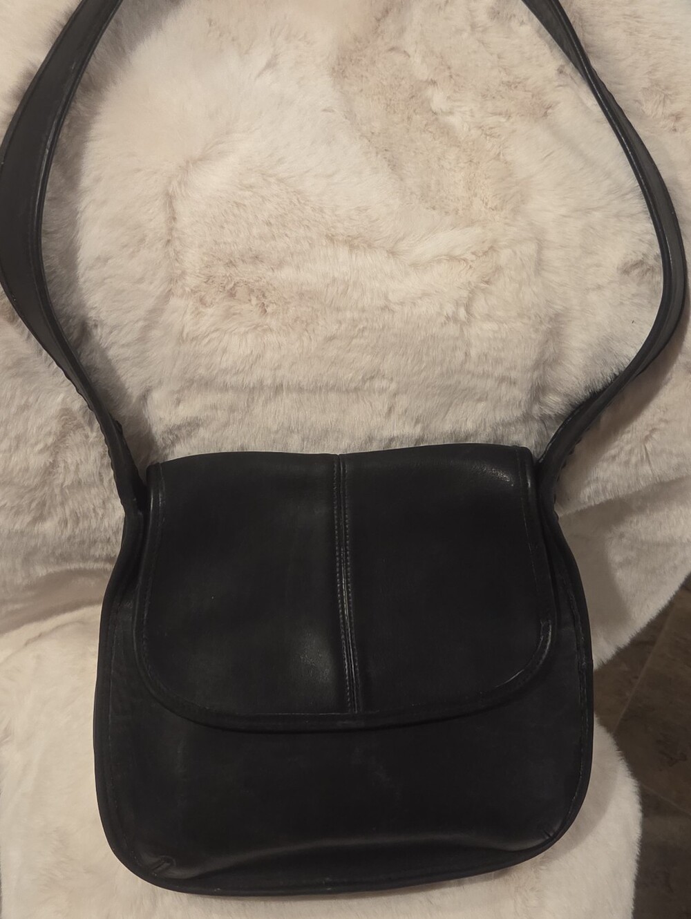 Rare Vintage Coach Ergo Flap Crossbody Bag Black Leather Style 9034 Made in USA